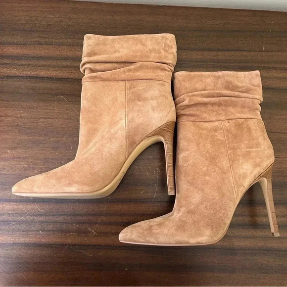 Marc Fisher Rayya Heeled Dress Bootie in Tan Suede - Picture 1 of 12
